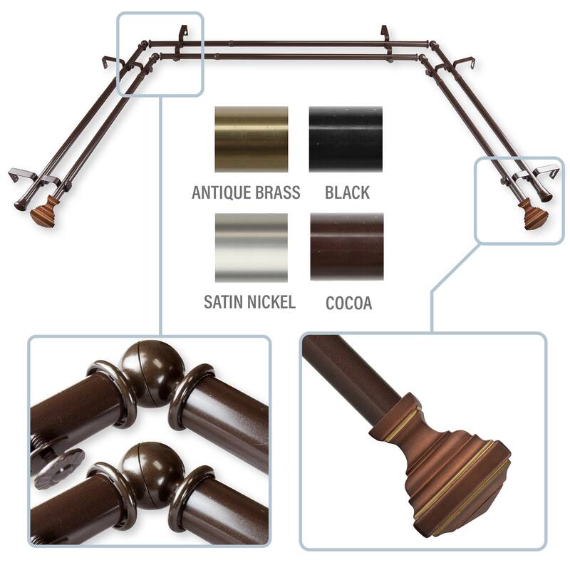 InStyleDesign Saturnino 13/16" Double Bay curtain rod 20"36", 38"72